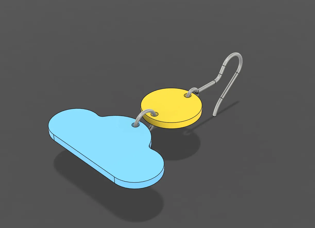 Boucles d'oreilles en deux parties - Processus de conception et modélisation 3D